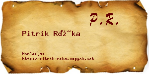 Pitrik Réka névjegykártya